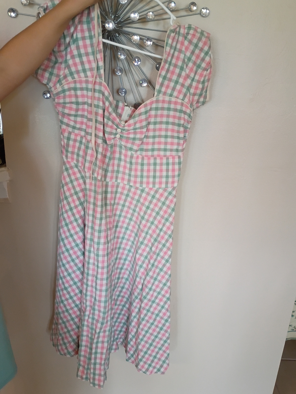 Pink & Mint Gingham Sweetheart Dress